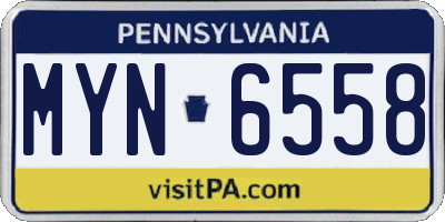 PA license plate MYN6558