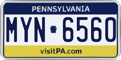 PA license plate MYN6560
