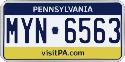 PA license plate MYN6563