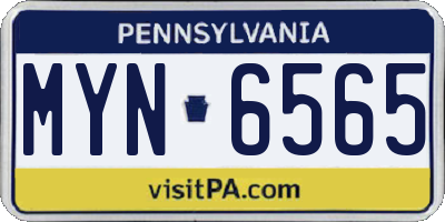 PA license plate MYN6565