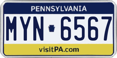PA license plate MYN6567