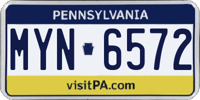 PA license plate MYN6572