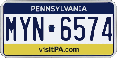 PA license plate MYN6574