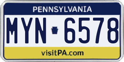 PA license plate MYN6578