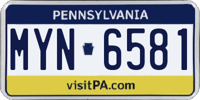 PA license plate MYN6581