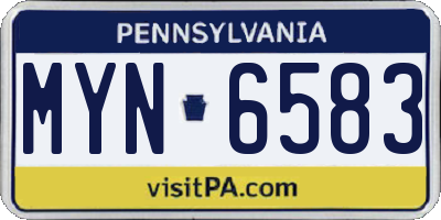 PA license plate MYN6583