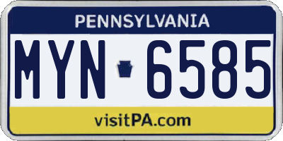 PA license plate MYN6585