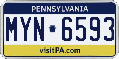 PA license plate MYN6593