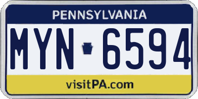 PA license plate MYN6594