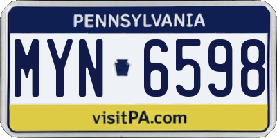 PA license plate MYN6598