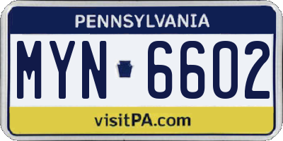 PA license plate MYN6602
