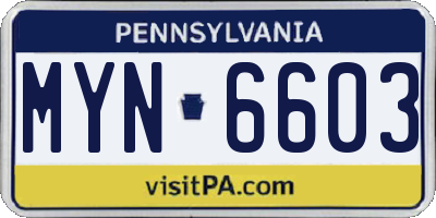 PA license plate MYN6603