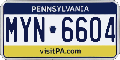 PA license plate MYN6604