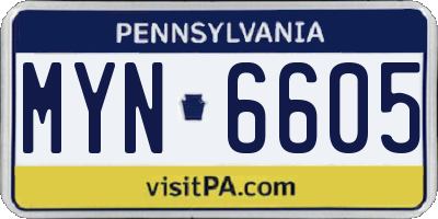 PA license plate MYN6605