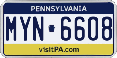 PA license plate MYN6608