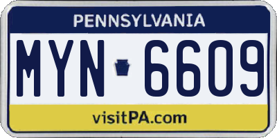 PA license plate MYN6609