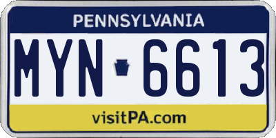 PA license plate MYN6613