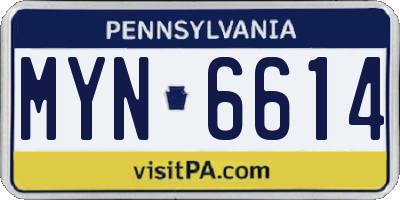 PA license plate MYN6614