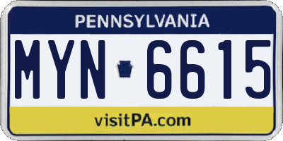PA license plate MYN6615