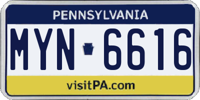 PA license plate MYN6616