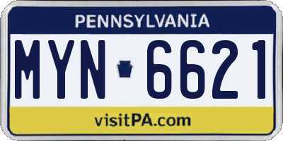 PA license plate MYN6621