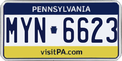 PA license plate MYN6623