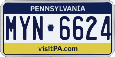 PA license plate MYN6624