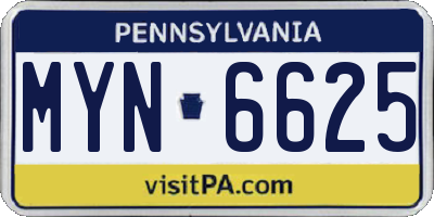 PA license plate MYN6625