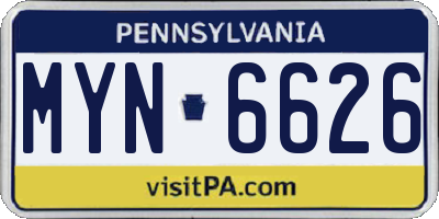 PA license plate MYN6626