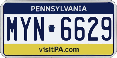 PA license plate MYN6629