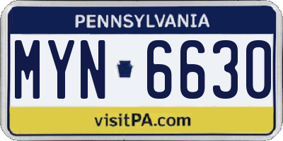 PA license plate MYN6630