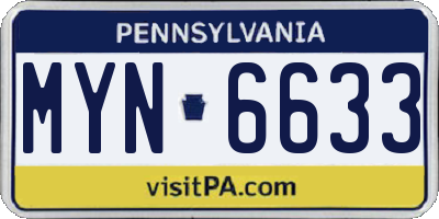 PA license plate MYN6633
