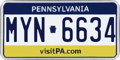 PA license plate MYN6634