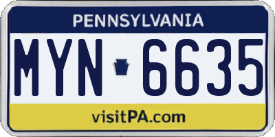 PA license plate MYN6635