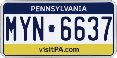 PA license plate MYN6637
