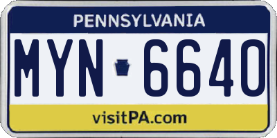 PA license plate MYN6640