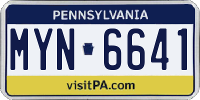 PA license plate MYN6641