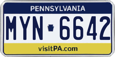 PA license plate MYN6642