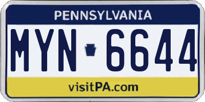 PA license plate MYN6644
