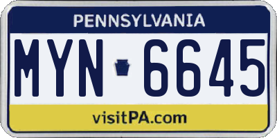 PA license plate MYN6645