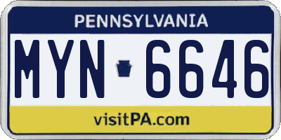 PA license plate MYN6646