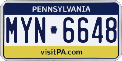 PA license plate MYN6648