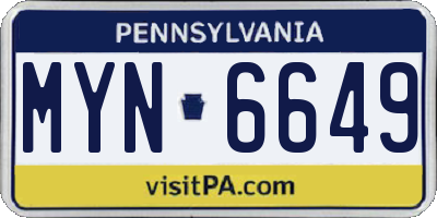 PA license plate MYN6649