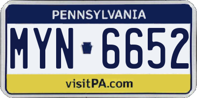 PA license plate MYN6652