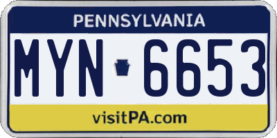 PA license plate MYN6653