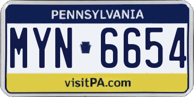 PA license plate MYN6654