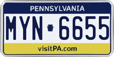 PA license plate MYN6655