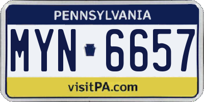 PA license plate MYN6657