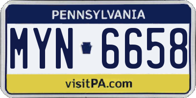 PA license plate MYN6658