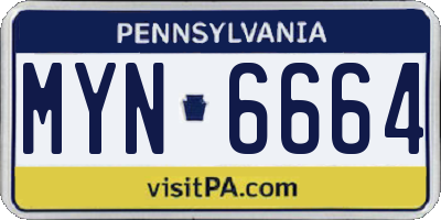 PA license plate MYN6664